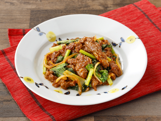 牛肉と小(xiǎo)松菜のケチャップ炒め